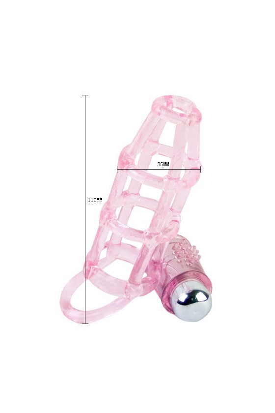 BAILE - CAPA DE SILICONE E ANEL PARA O PÊNIS ROSA DOCE 10 RITMOS