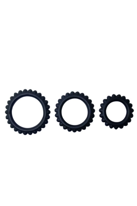 BAILE - TITAN SET 3 PCS COCK RING NOIR 2.8 + 2.4 + 1.9 CM