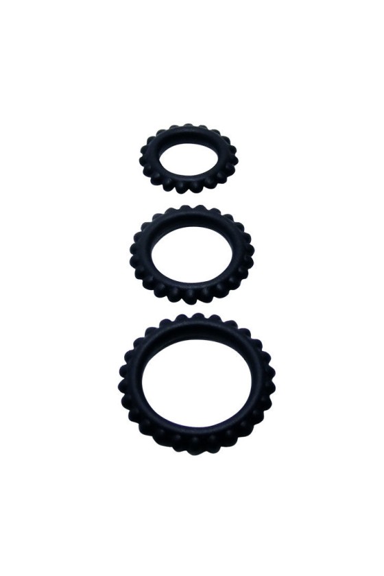 BAILE - TITAN SET 3 PCS COCK RING NOIR 2.8 + 2.4 + 1.9 CM