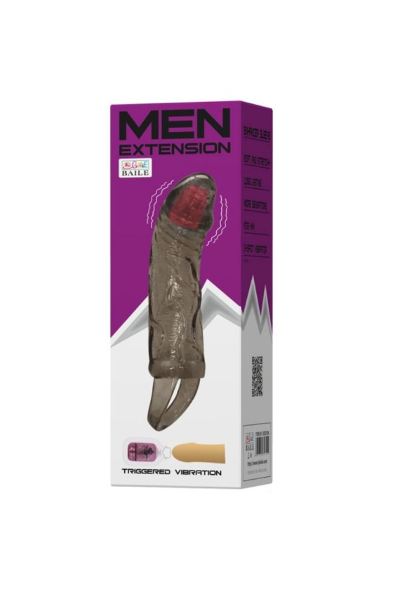 BAILE - FUNDA EXTENSORA DE PENE CON VIBRACIÓN Y CORREA PARA TESTICULOS 13,5 CM