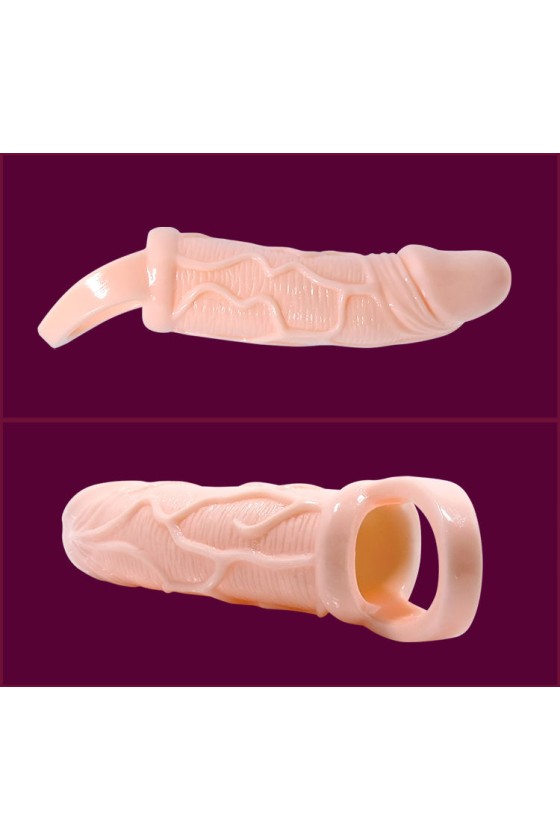 BAILE - FUNDA EXTENSORA DE PENE CON VIBRACIÓN Y CORREA PARA TESTICULOS 13,5 CM