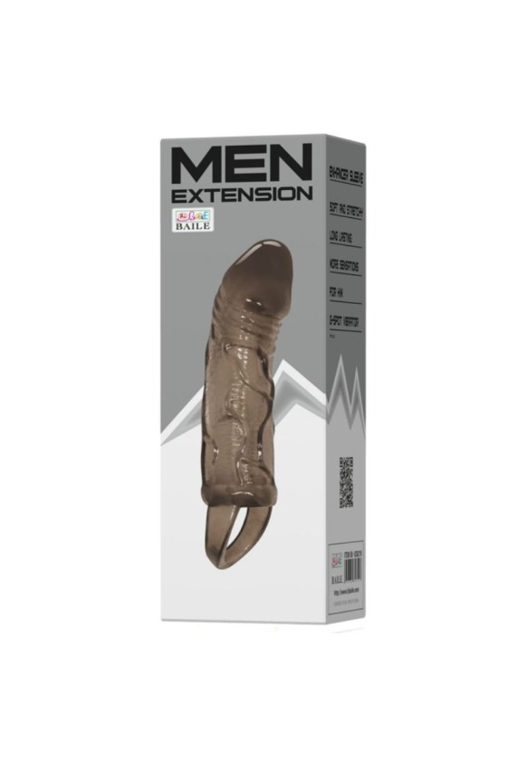 BAILE - FUNDA EXTENSOR DE PENE CON CORREA PARA TESTICULOS NEGRO 13,5 CM