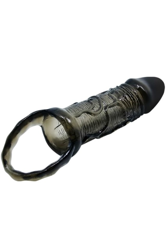 BAILE - FUNDA EXTENSOR DE PENE CON CORREA PARA TESTICULOS NEGRO 13,5 CM