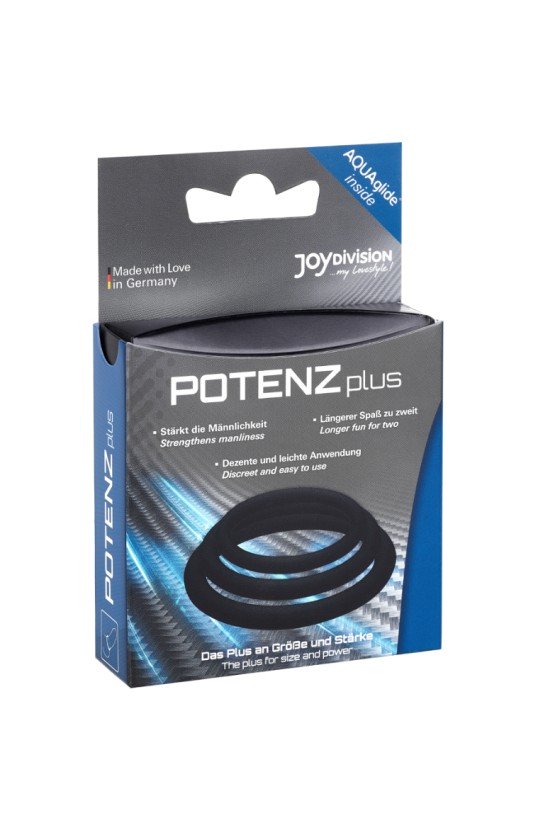 JOYDIVISION POTENZDUO - PLUS 3 BLACK RINGS SET - S, M, L