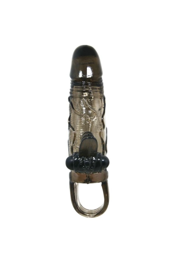 BAILE - BRAVE MAN FUNDA PENE CON CLÍTORIS Y ESTIMULACIÓN ANAL DOBLE BALA NEGRO 16,5 CM