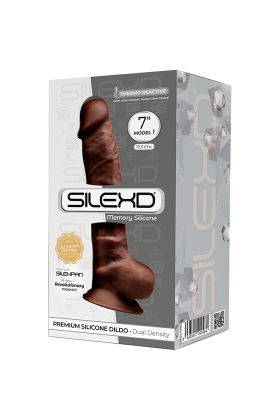 SILEXD - MODELLO 1 PENE REALISTICO PREMIUM SILEXPAN SILICONE MARRONE 17.5 CM