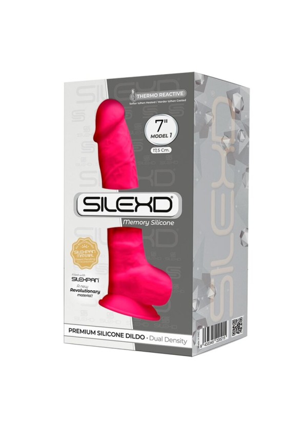 SILEXD - MODEL 1 REALISTIC PENIS PREMIUM SILEXPAN SILICONE FUCHSIA 17.5 CM