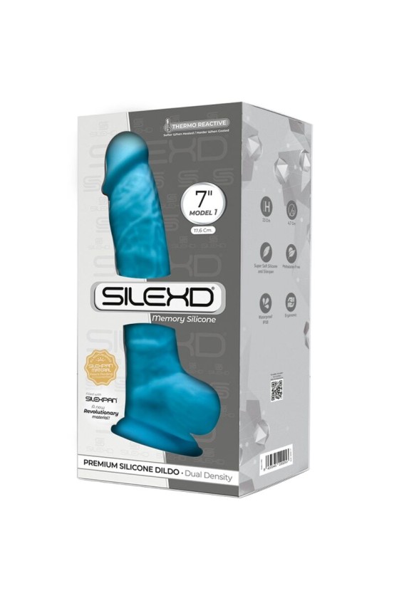 SILEXD - MODEL 1 REALISTIC PENIS PREMIUM SILEXPAN SILICONE BLUE 17.5 CM