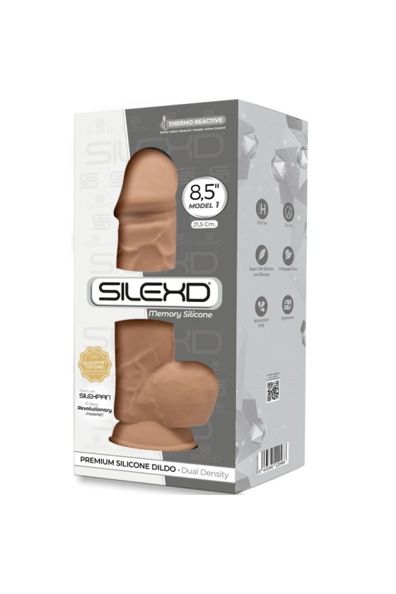 SILEXD - MODÈLE 1 PÉNIS RÉALISTE PREMIUM SILEXPAN SILICONE CARAMEL 21.5 CM