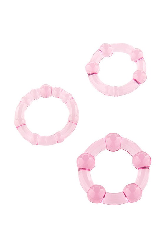 SIETE CREACIONES - SET DE TRES ANILLOS PARA EL PENE ROSA