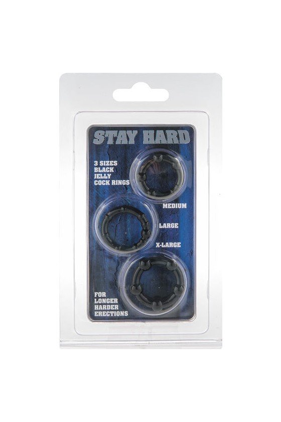 SEVEN CREATIONS - SET OF THREE BLACK PENIS RINGS