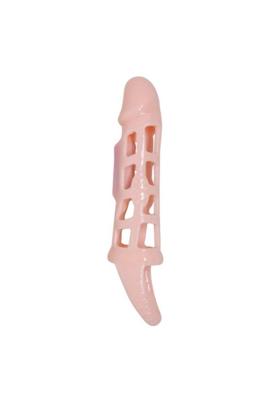 BAILE - FUNDA EXTENSOR DE PENE CON VIBRACIÓN Y CORREA NATURAL 13,5 CM