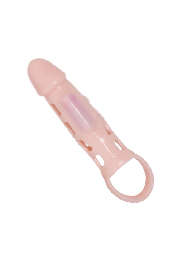 BAILE - PENIS EXTENDER COVER WITH VIBRATION AND NATURAL STRAP 13.5 CM