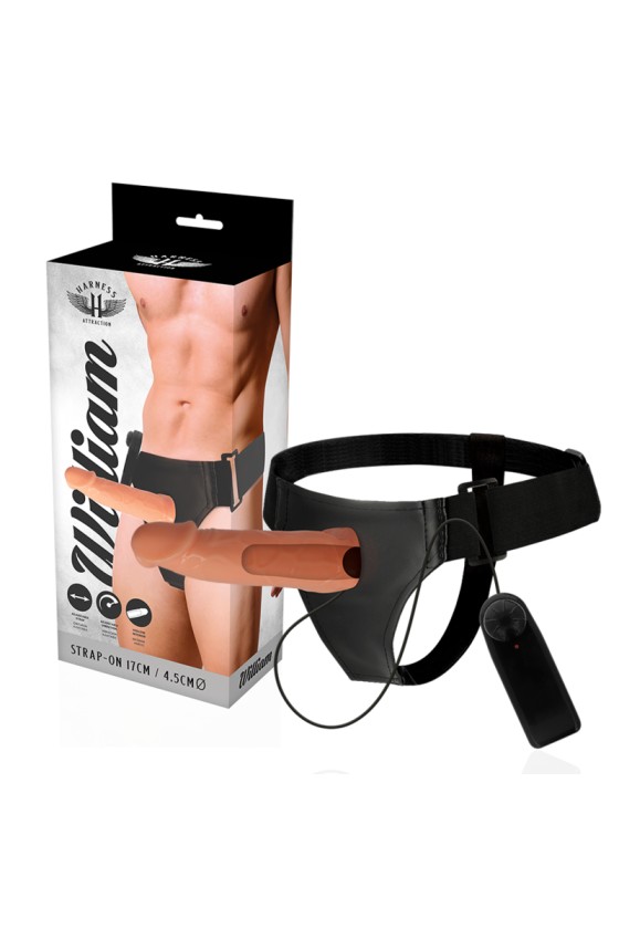 HARNESS ATTRACTION - WILLIAN HOLLOW RNES WITH VIBRATOR 17 X 4.5CM