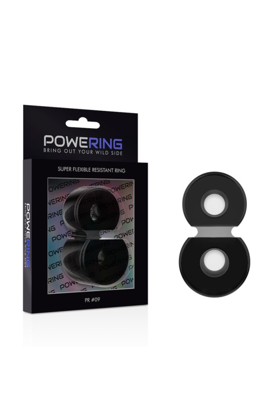 POWERING - SUPER FLEXIBLE AND RESISTANT DOUBLE PENIS RING PR09 BLACK