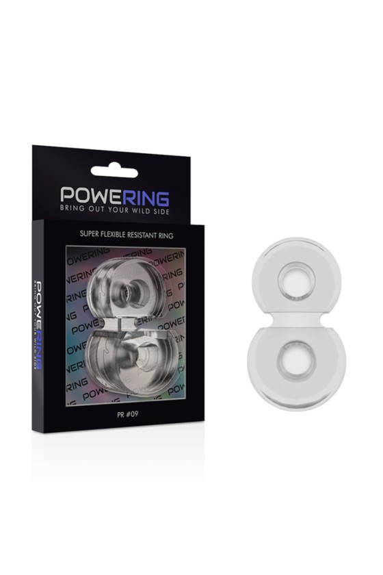 POWERING - ANILLO DOBLE PARA EL PENE SUPER FLEXIBLE Y RESISTENTE PR09 CLARO