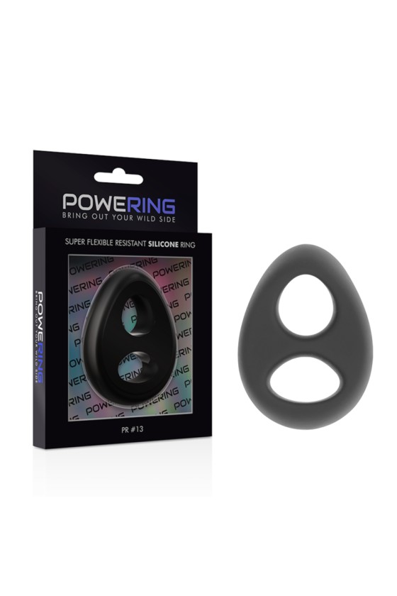 POWERING - ANNEAU PÉNIS ET TESTICULES SUPER FLEXIBLE ET RÉSISTANT PR13 NOIR