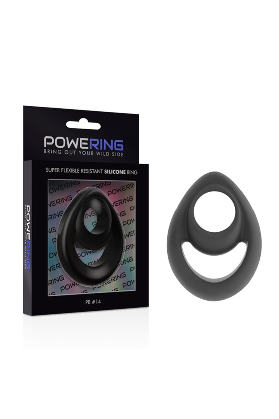 POWERING - ANEL DE PÉNIS E TESTÍCULOS SUPER FLEXÍVEL E RESISTENTE PR14 PRETO