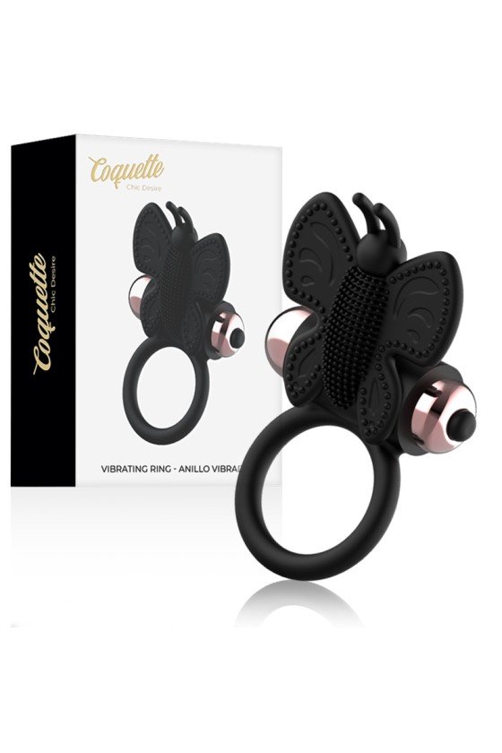 COQUETTE TOYS - COCK RING BUTTERFLY WITH VIBRATOR BLACK/ GOLD