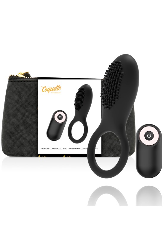 COQUETTE TOYS - COCK RING REMOTE CONTROL RECHARGEABLE BLACK/ GOLD