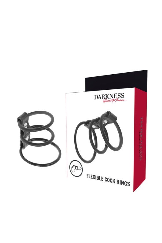 DARKNESS - SET DE 3 ANILLOS PARA EL PENE FLEXIBLES