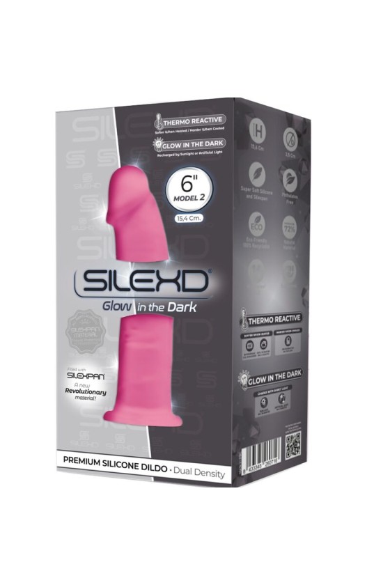 SILEXD - MODEL 2 REALISTIC PENIS PREMIUM SILEXPAN SILICONE FLUORESCENT PINK 15 CM