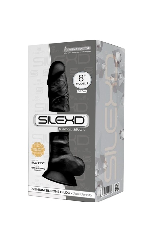 SILEXD - MODEL 1 REALISTISCHER PENIS PREMIUM SILEXPAN SILIKON SCHWARZ 20 CM