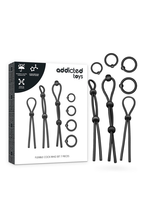 ADDICTED TOYS - FLEXIBLE SILICONE COCK RING SET 7 PIECES