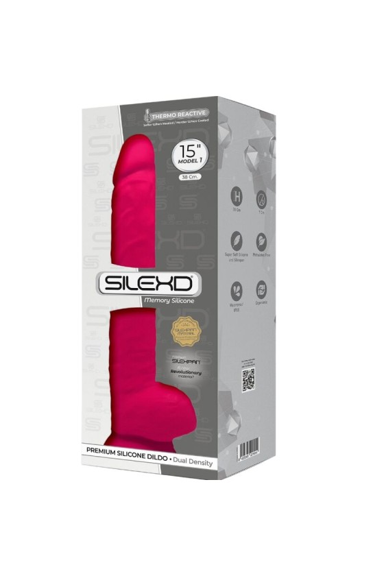 SILEXD - MODÈLE 1 PÉNIS RÉALISTE PREMIUM SILEXPAN SILICONE FUCHSIA 38 CM