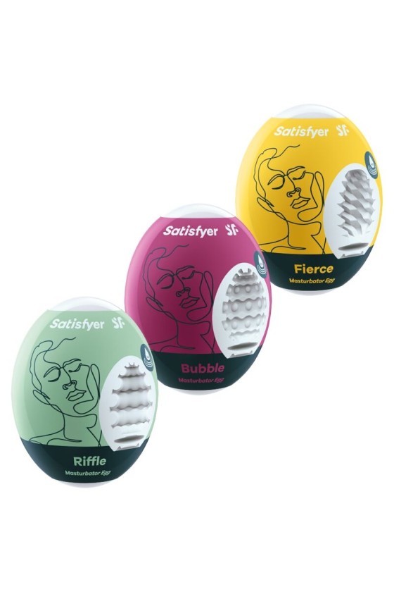 SATISFYER - 3 MASTURBATOR EIER RIFFLE, BUBBLE  FIERCE