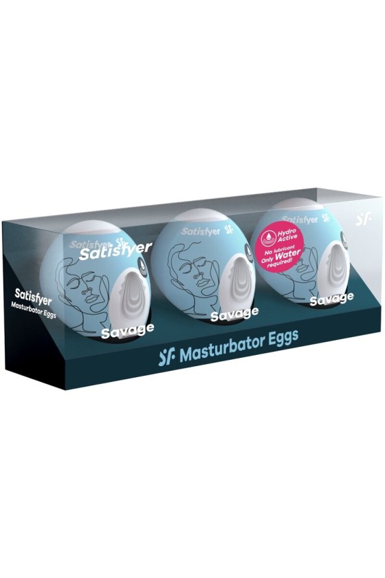 SATISFYER - 3 HUEVOS MASTURBADORES SAVAGE