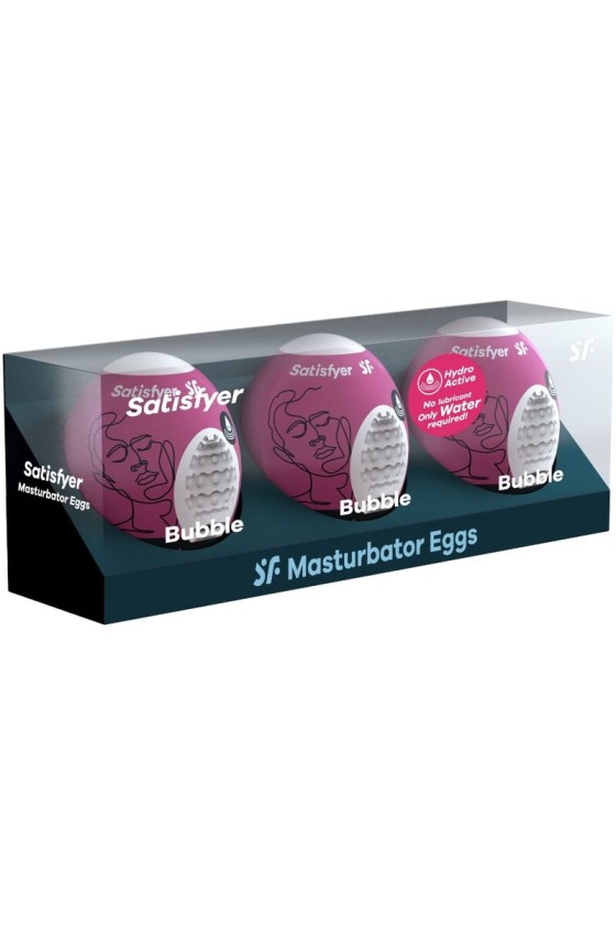 SATISFYER - 3 MASTURBATOR EGGS BUBBLE