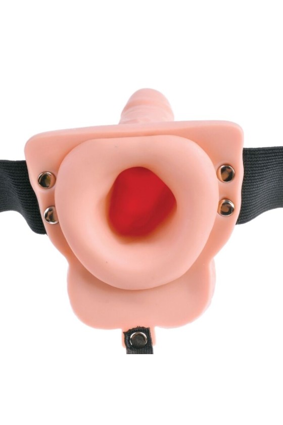 FETISH FANTASY SERIES - ADJUSTABLE HARNESS REMOTE CONTROL REALISTIC PENIS WITH RECHARGEABLE TESTICLES AND VIBRATOR 15 CM