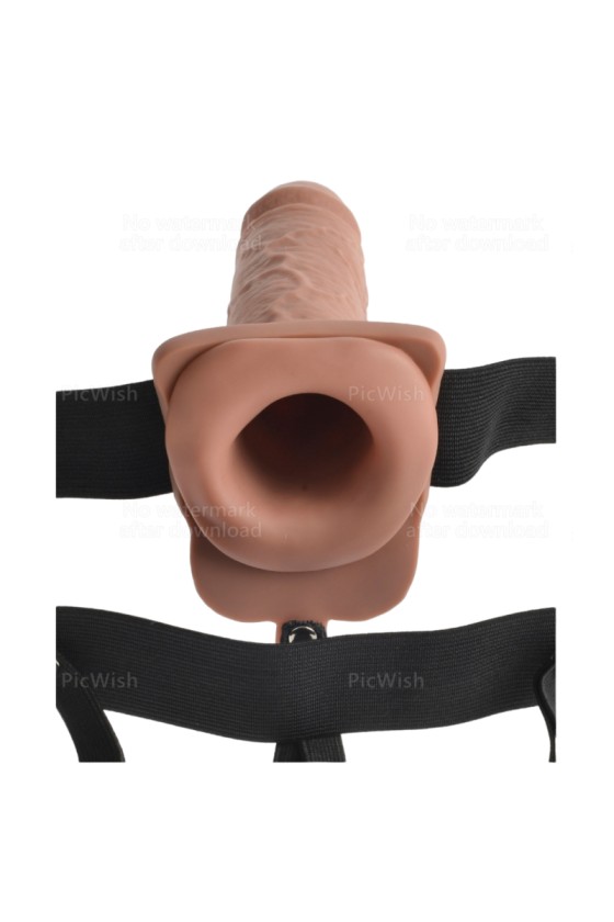 FETISH FANTASY SERIES - ADJUSTABLE HARNESS REALISTIC PENIS WITH BALLS RECHARGEABLE AND VIBRATOR 17.8 CM