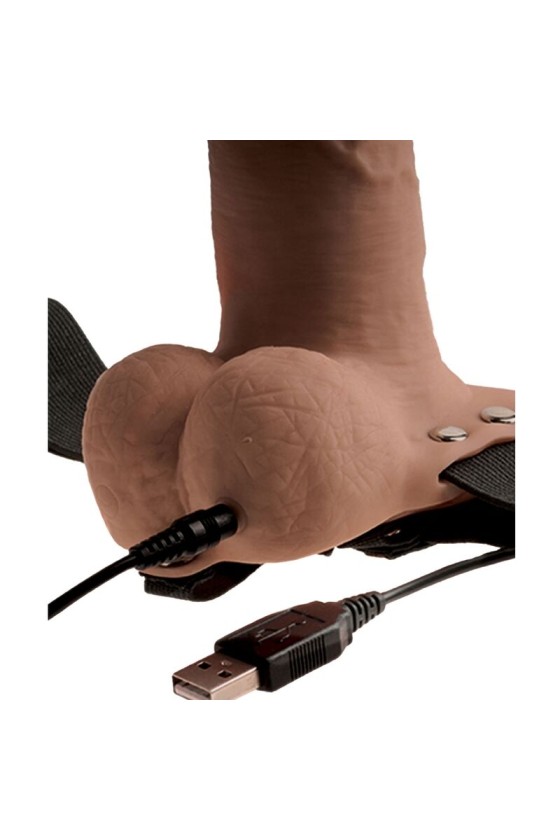 FETISH FANTASY SERIES - ADJUSTABLE HARNESS REALISTIC PENIS WITH RECHARGEABLE TESTICLES AND VIBRATOR 15 CM