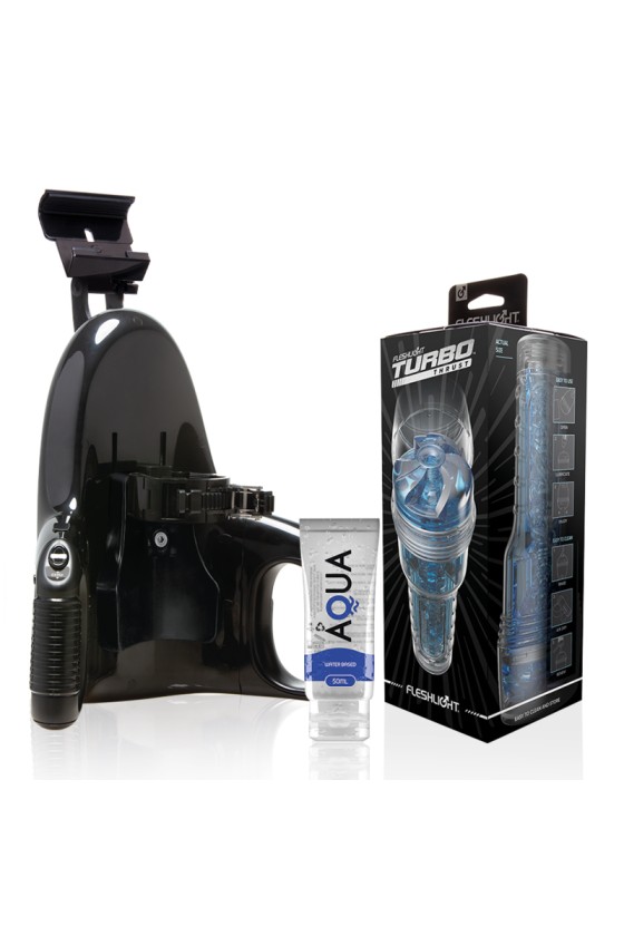 FLESHLIGHT - TURBO THRUST BLUE ICE + LANCEMENT UNIVERSEL + LUBRIFIANT QUALITÉ AQUA 50 ML