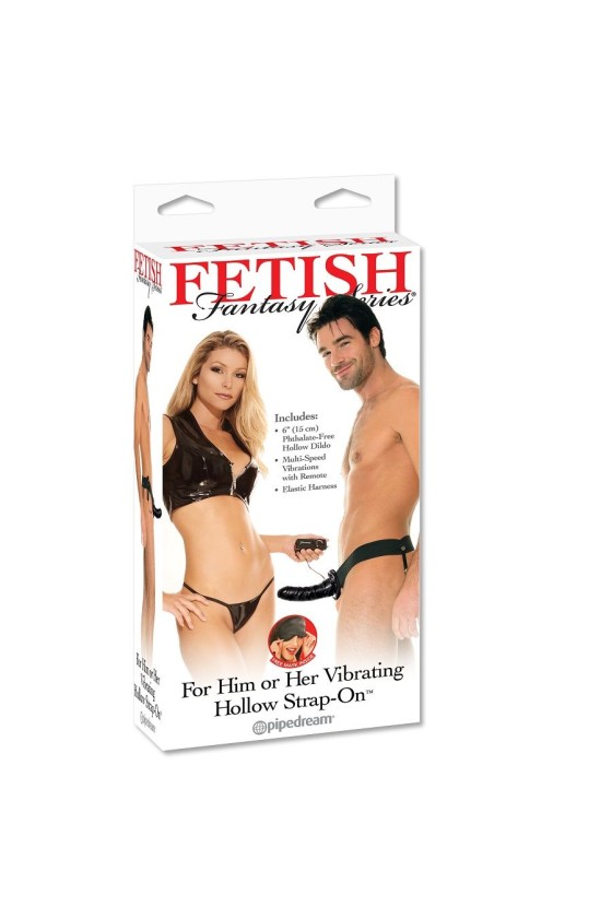 FETISH FANTASY SERIES - VIBRATING HOLLOW STRAP-ON FOR HER OR HIM BLACK