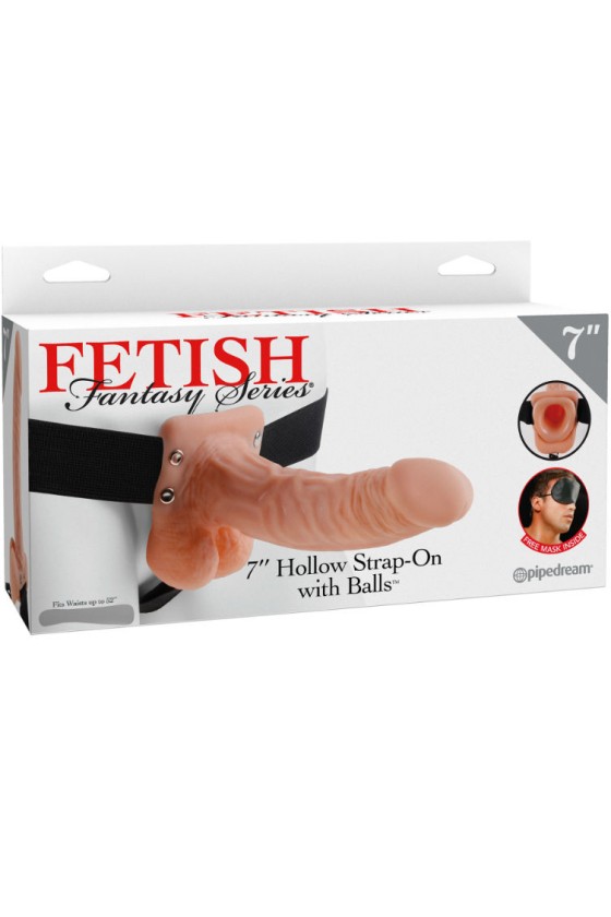 FETISH FANTASY SERIES - SERIES 7 HOLLOW STRAP-ON WITH BALLS 17.8CM FLESH