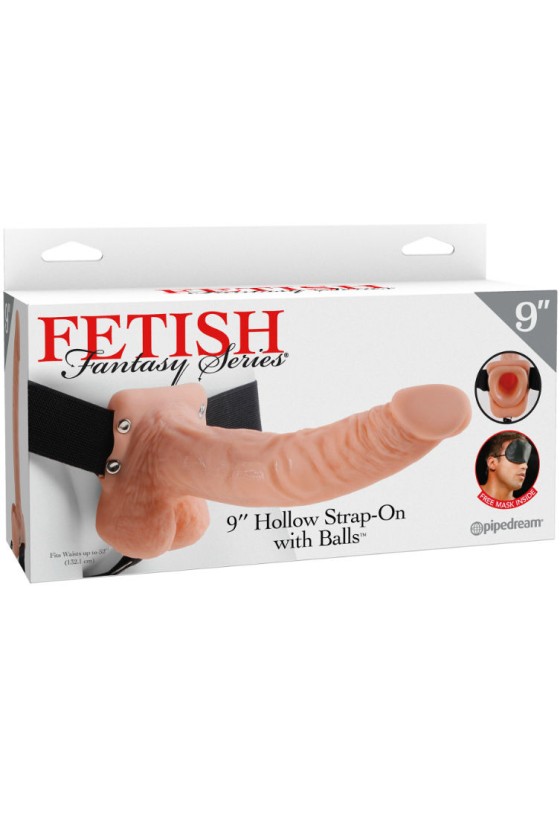 FETISH FANTASY SERIES - SERIES 9 HOLLOW STRAP-ON WITH BALLS 22.9CM FLESH