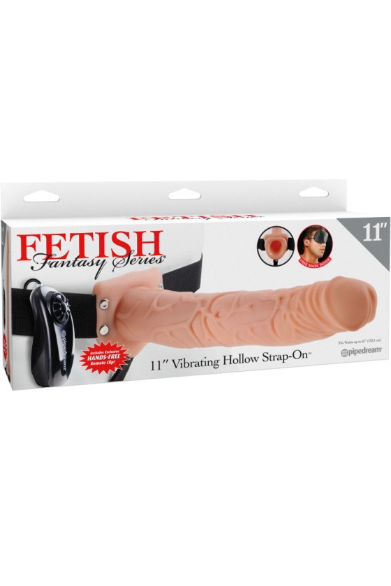 Serie Fantasía Fetichista - Arnés Hueco Vibrador con Testículos 27.9cm Carne