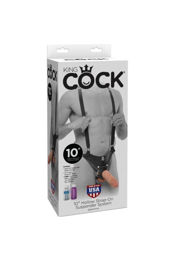 KING COCK - 25.5 CM HOLLOW STRAP-ON SUSPENDER SYSTEM FLESH