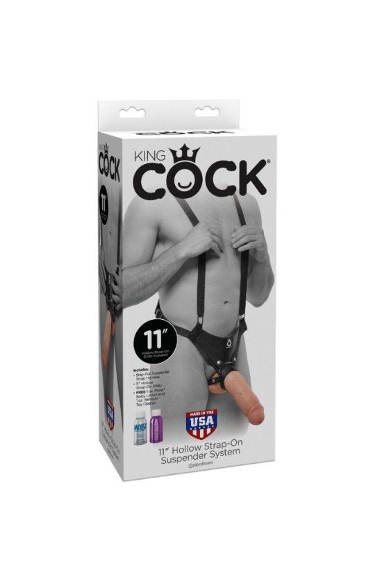 KING COCK - 28 CM HOHLES STRAP-ON-STRUMPFSYSTEM FLEISCH