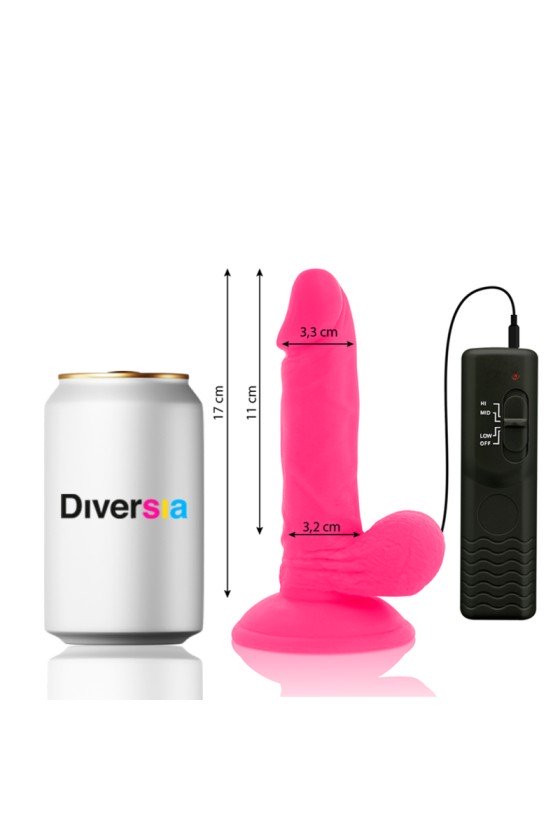 DIVERSIA - FLEXIBLE VIBRATING DILDO 17 CM - PINK