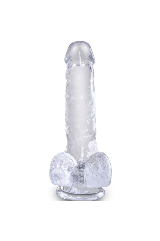 KING COCK - PENE REALISTA CLARO CON BOLAS 13,5 CM TRANSPARENTE