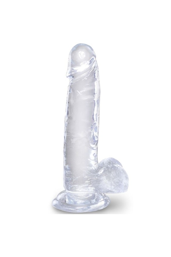 KING COCK - PENE REALISTA CLARO CON BOLAS 15,2 CM TRANSPARENTE