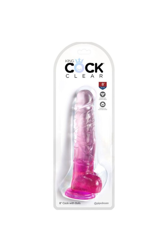 KING COCK - CLEAR PENE REALISTICO CON SFERE 16.5 CM ROSA