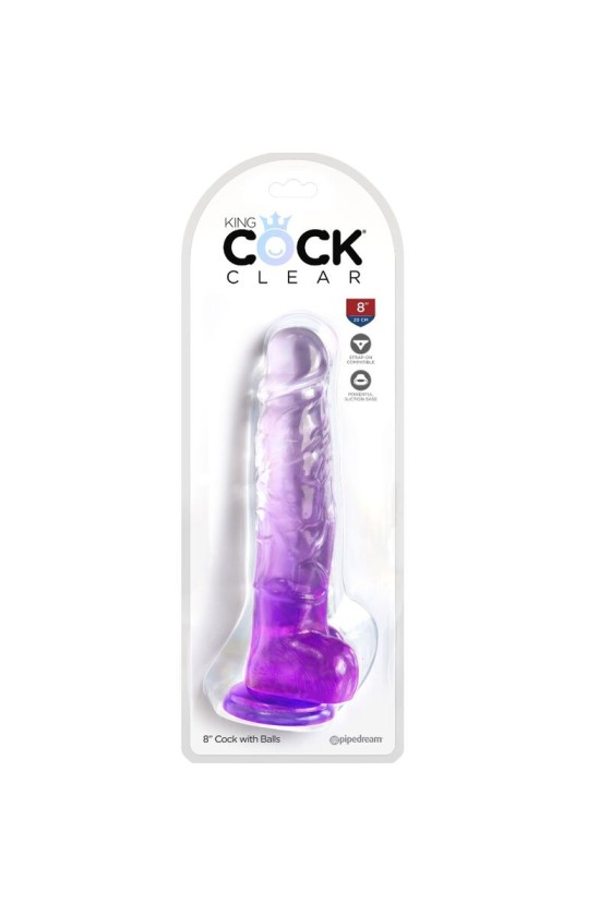 KING COCK - PENE REALISTA CLARO CON BOLAS 16,5 CM MORADO