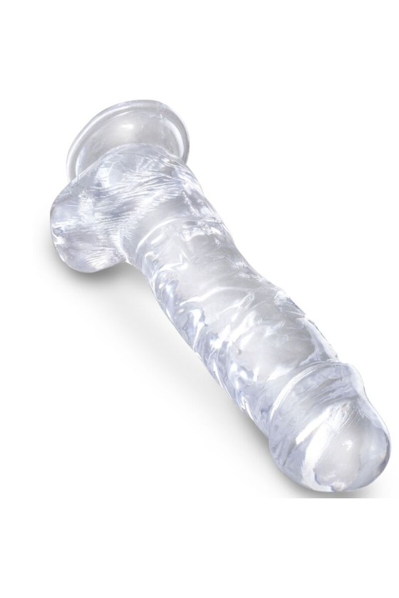 KING COCK - PENE REALISTA CLARO CON BOLAS 16,5 CM TRANSPARENTE