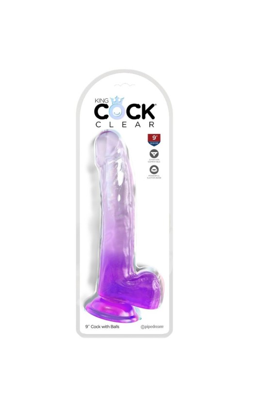 KING COCK - CLEAR GODE AVEC TESTICULES 20.3 CM VIOLET