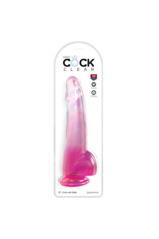 KING COCK - CLEAR DILDO WITH TESTICLES 19 CM PINK